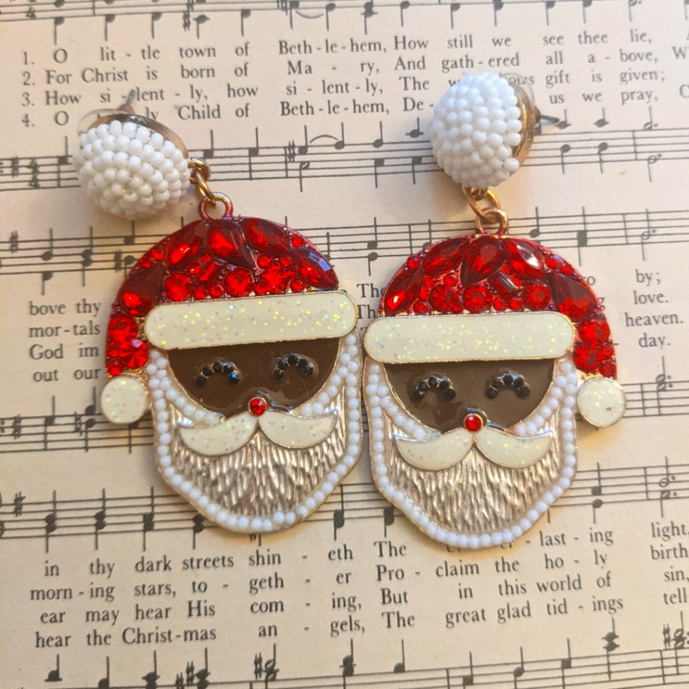 Black Santa statement earrings